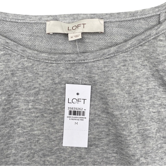 LOFT Pearlized Cozy Boatneck Gray Long Sleeve Sweatshirt Size Medium NWT - Picture 7 of 10